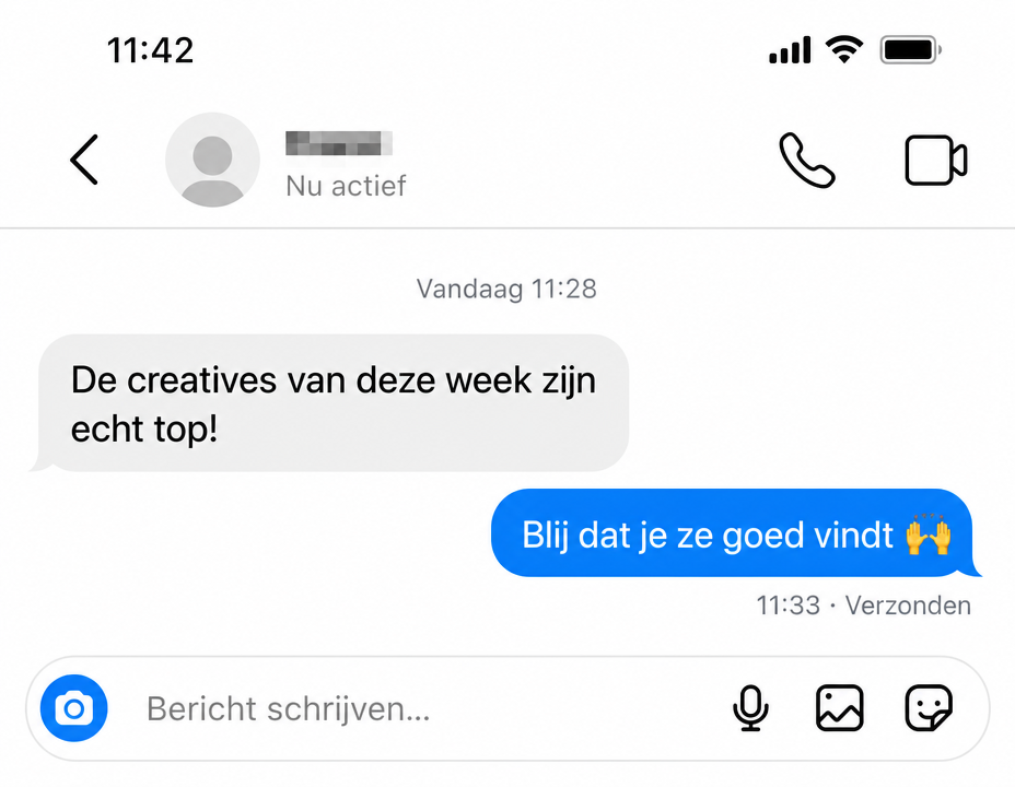 Bericht van klant: de creatives van deze week zijn echt top